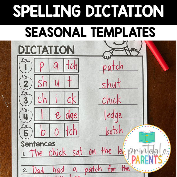 Spelling Dictation Worksheets