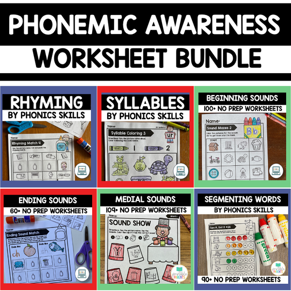 Phonemic Awareness Worksheet Bundle Printable Parents
