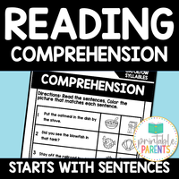 Sentence Comprehension Worksheets