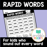 Rapid Words Fluency Grids for Kids Who Sound Out Words