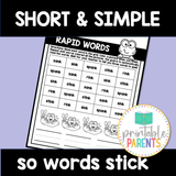 Rapid Words Fluency Grids for Kids Who Sound Out Words
