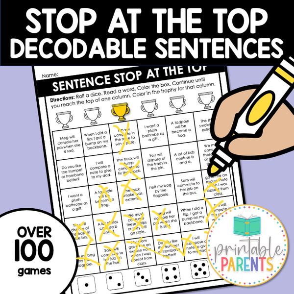 Sentnce Game Decodable Sentence Games Mega Bundle – Printable Parents
