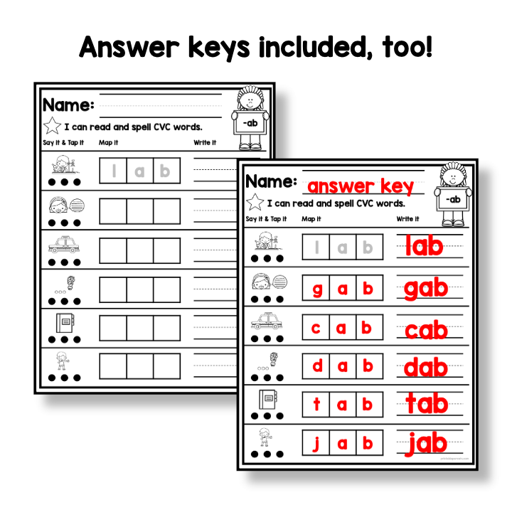 CVC Word Mapping Worksheets – Printable Parents
