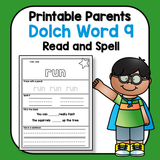 Sight Word Read and Spell List 9