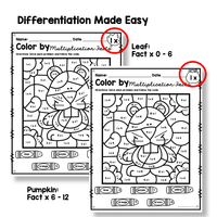 Color by Multiplication facts for Fall