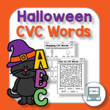 Halloween CVC Words Color by Number Worksheets
