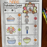 Thanksgiving Kindergarten Worksheets