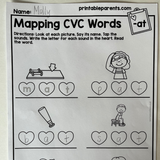 Valentine's CVC Color by Number Worksheets