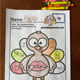 Rhyming Worksheets for Thanksgiving