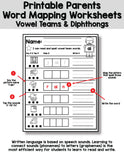 Vowel Teams & Diphthongs Word Mapping Worksheets